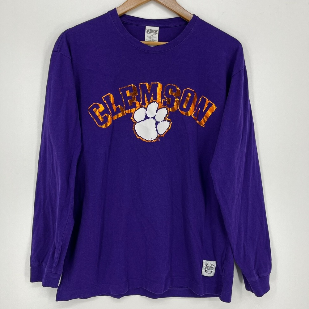 Victoria's Secret PINK Clemson Tigers Long Sleeve T-Shirt Purple Medium